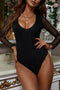 Lace Cut-Out Deep V Neck Bodysuit