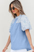 Lace Detail Patchwork Floral Print Puff Sleeve Blouse