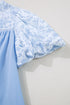 Lace Detail Patchwork Floral Print Puff Sleeve Blouse