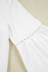 Lace Detail Puff Sleeve Split Neck Drawstring Blouse