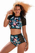 Lace Hollow Floral Print 2Pcs Swimsuit