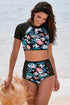 Lace Hollow Floral Print 2Pcs Swimsuit