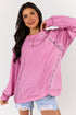 Lace Inset Detail Raglan Sleeve Casual Pullover Sweatshirt Top