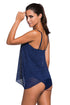 Lace Overlay Spaghetti Straps Tankini Swimsuit