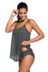 Lace Overlay Spaghetti Straps Tankini Swimsuit