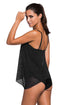 Lace Overlay Spaghetti Straps Tankini Swimsuit
