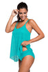 Lace Overlay Spaghetti Straps Tankini Swimsuit