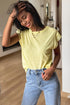 Lace Patchwork Cap Sleeve Round Neck Detail Tee