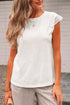 Lace Patchwork Cap Sleeve Round Neck Detail Tee