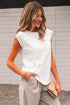 Lace Patchwork Cap Sleeve Round Neck Detail Tee
