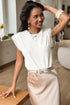 Lace Patchwork Cap Sleeve Round Neck Detail Tee
