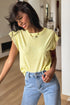 Lace Patchwork Cap Sleeve Round Neck Detail Tee