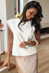 Lace Patchwork Cap Sleeve Round Neck Detail Tee