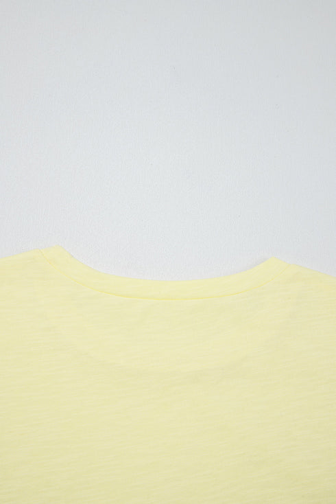 Lace Patchwork Cap Sleeve Round Neck Detail Tee