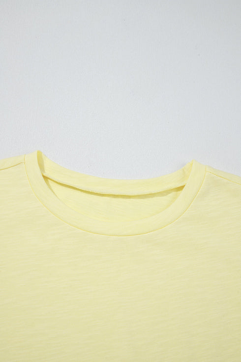 Lace Patchwork Cap Sleeve Round Neck Detail Tee