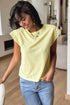 Lace Patchwork Cap Sleeve Round Neck Detail Tee