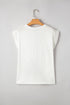 Lace Patchwork Cap Sleeve Round Neck Detail Tee