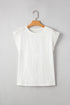 Lace Patchwork Cap Sleeve Round Neck Detail Tee