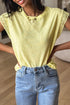 Lace Patchwork Cap Sleeve Round Neck Detail Tee