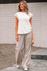 Lace Patchwork Cap Sleeve Round Neck Detail Tee