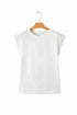 Lace Patchwork Cap Sleeve Round Neck Detail Tee