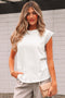 Lace Patchwork Cap Sleeve Round Neck Detail Tee