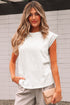 Lace Patchwork Cap Sleeve Round Neck Detail Tee