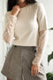 Lace Patchwork Detail V Neck Long Sleeve Top
