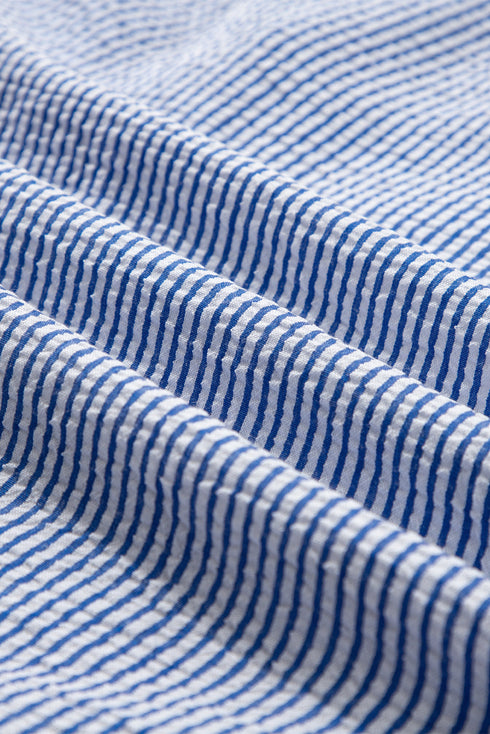 Lace Patchwork Detailed Stripe Print Crew Neck Tank Top