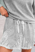 Lace Patchwork Drop Shoulder Drawstring Two Piece Dresses