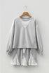 Lace Patchwork Drop Shoulder Drawstring Two Piece Dresses