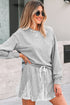 Lace Patchwork Drop Shoulder Drawstring Two Piece Dresses