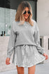 Lace Patchwork Drop Shoulder Drawstring Two Piece Dresses