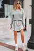 Lace Patchwork Drop Shoulder Drawstring Two Piece Dresses