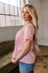 Lace Patchwork Exposed Seam V Neck Tee
