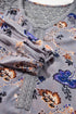Lace Patchwork Floral Print Knot Front V Neck Blouse