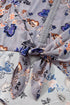 Lace Patchwork Floral Print Knot Front V Neck Blouse