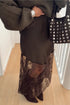 Lace Patchwork Hem Long Satin Shift Skirt