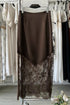 Lace Patchwork Hem Long Satin Shift Skirt