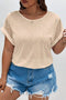 Lace Patchwork Short Sleeve Round Neck Plus Size Top