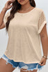 Lace Patchwork Short Sleeve Round Neck Plus Size Top