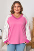 Lace Patchwork Striped Corded V Neck Long Sleeve Top