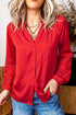 Lace Patchwork V Neck Button Front Shirt