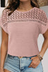 Lace Patchwork Waffle Short Sleeve Top
