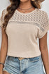 Lace Patchwork Waffle Short Sleeve Top