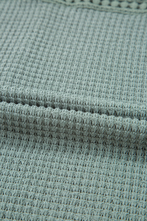 Lace Patchwork Waffle Short Sleeve Top