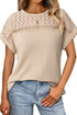 Lace Patchwork Waffle Short Sleeve Top