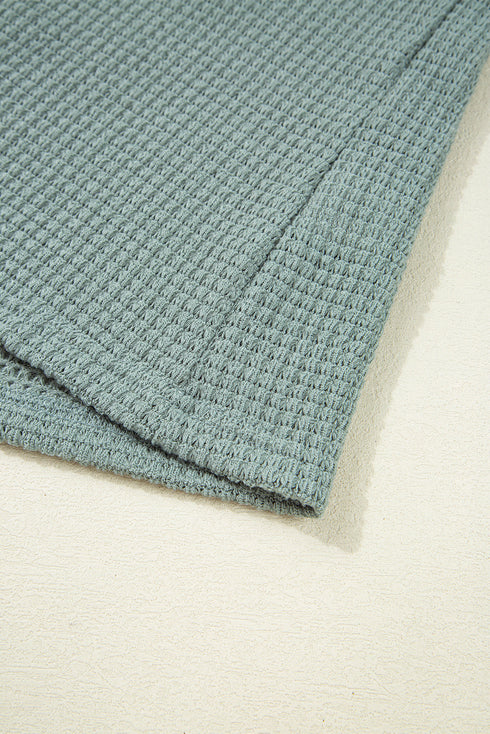 Lace Patchwork Waffle Short Sleeve Top