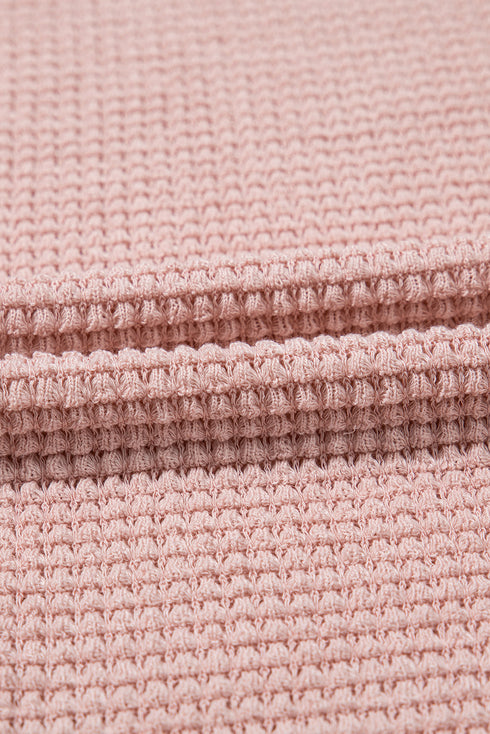 Lace Patchwork Waffle Short Sleeve Top