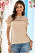 Lace Patchwork Waffle Short Sleeve Top